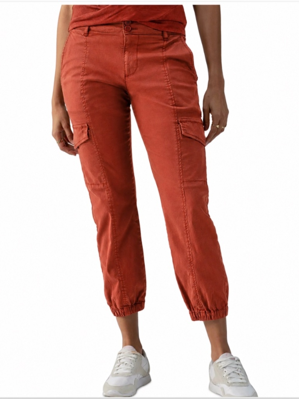 Sanctuary Rebel Cargo Pants Khaki Utility Tapered Leg Burnt Orange Size 25